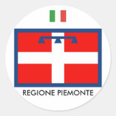 Regione Piemonte vlag Ronde Sticker (Voorkant)