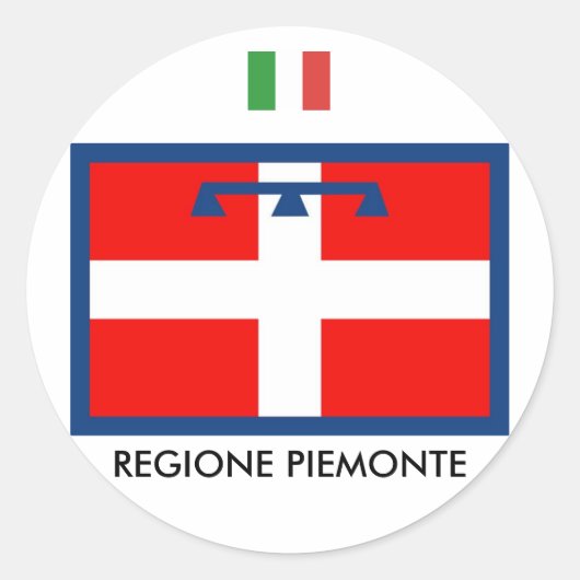 Regione Piemonte vlag Ronde Sticker (Voorkant)