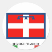 Regione Piemonte vlag Ronde Sticker (Voorkant)