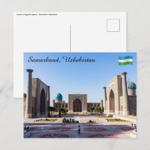 Registan plein bij zonsondergang - Samarkand, Oezb Briefkaart