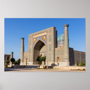 Registan plein bij zonsondergang - Samarkand, Oezb Poster