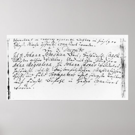 Register van de bruiloft van Bach naar Anna Poster (Voorkant)