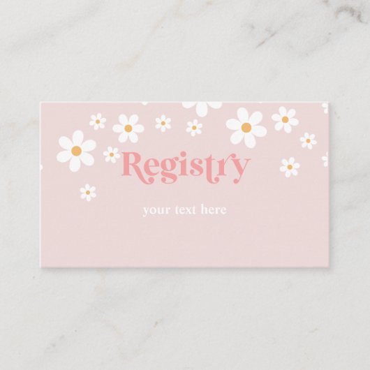 Register van het Baby shower van Daisy Pink Retro Informatiekaartje (Voorkant)