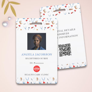 Registered Nurse Healthcare Logo Pattern QR Badge