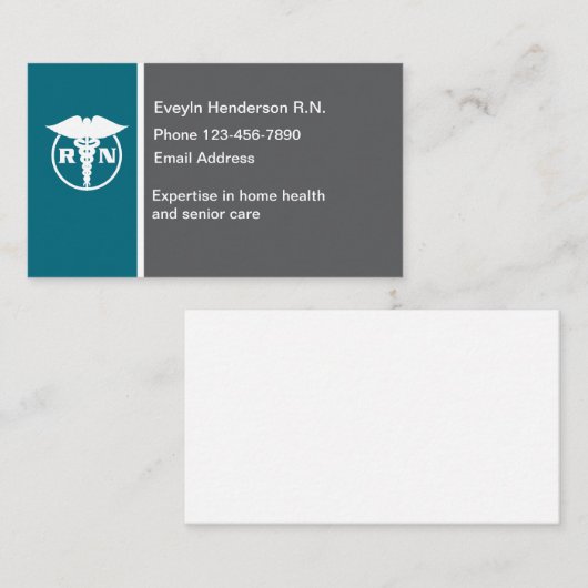 Registered Nurse Modern Unique Business Cards Visitekaartje (Voorkant / Achterkant)