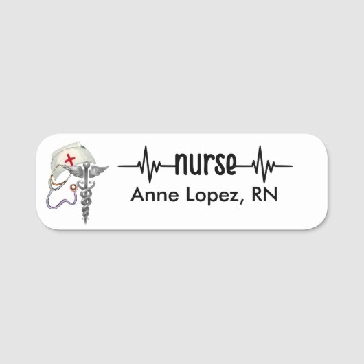 Registered Nurse RN Badge Black Minimalist Modern (Voorkant)