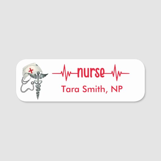 Registered Nurse RN Badge Cute Red Stethoscope (Voorkant)