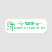 Registered Nurse RN Badge Green Teal Stethoscope (Voorkant)
