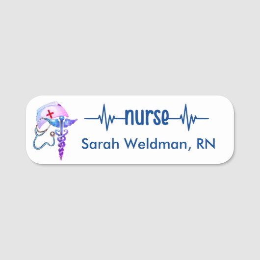 Registered Nurse RN Badge Navy Blue Stethoscope (Voorkant)