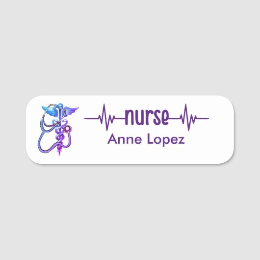 Registered Nurse RN Badge Purple Minimalist Modern (Voorkant)