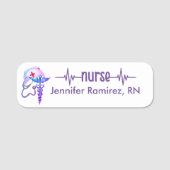 Registered Nurse RN Badge Purple Pink Stethoscope (Voorkant)