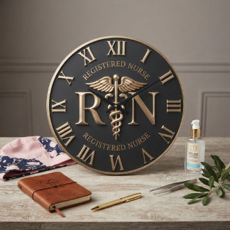 Registered Nurse RN Gold And Black Professional Grote Klok