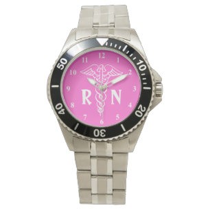Registered verpleegster   Caduceus met RN monogram Horloge