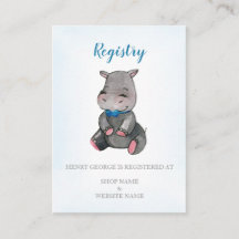 Registerkaart | baby shower | jongen| Hippo