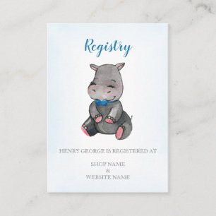 Registerkaart baby shower jongen Hippo Informatiekaartje