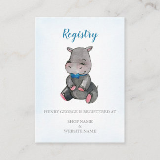Registerkaart | baby shower | jongen| Hippo Informatiekaartje