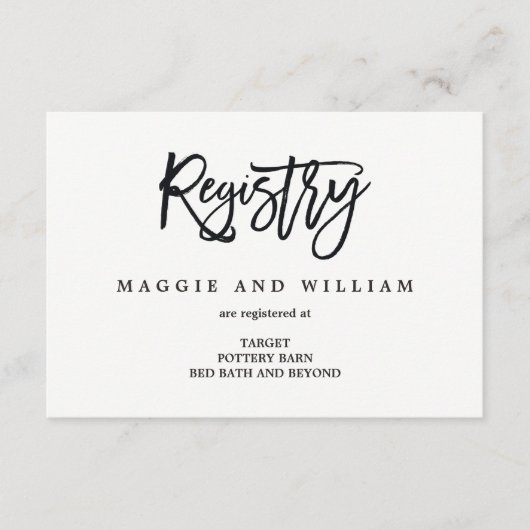 RegisterKaarten - geborsteld charm Informatiekaartje (Voorkant)