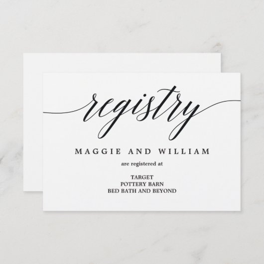 RegisterKaarten - modern script Informatiekaartje (Voorkant / Achterkant)