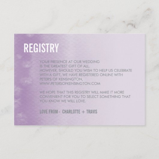 REGISTRATIEKAART :: ombre watercolor paars Informatiekaartje (Achterkant)