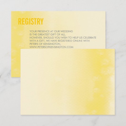 REGISTRATIEKAART :: ombre waterverf geel Informatiekaartje (Voorkant / Achterkant)