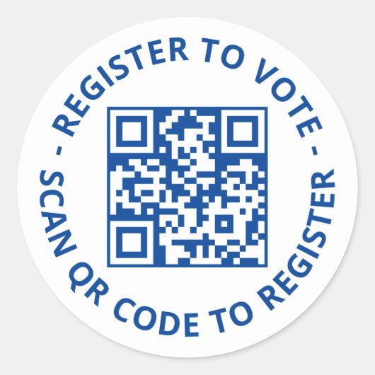 Registreer om aangepaste QR-code blauw en wit te s Ronde Sticker (Voorkant)