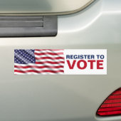 Registreer om te stemmen Amerikaanse vlag verkiezi Bumpersticker (Op auto)