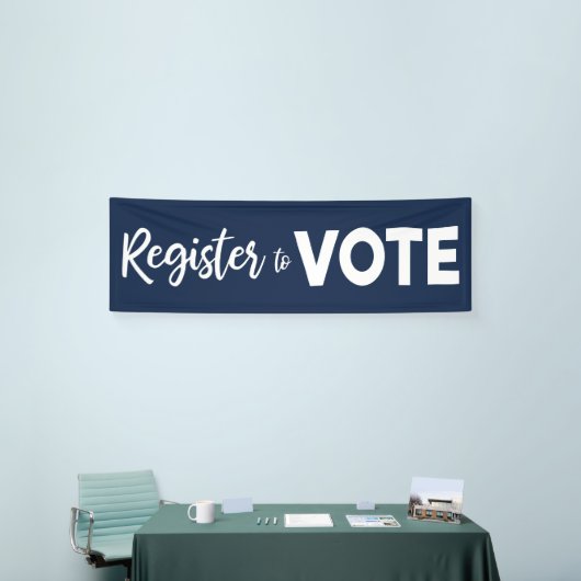Registreer om te stemmen-moderne witte typografie  spandoek (Beurs)