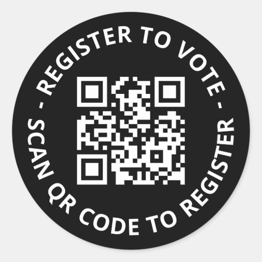 Registreer om te stemmen op maat scannable QR Code Ronde Sticker (Voorkant)