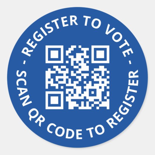 Registreer om te stemmen op maat scannable QR Code Ronde Sticker (Voorkant)
