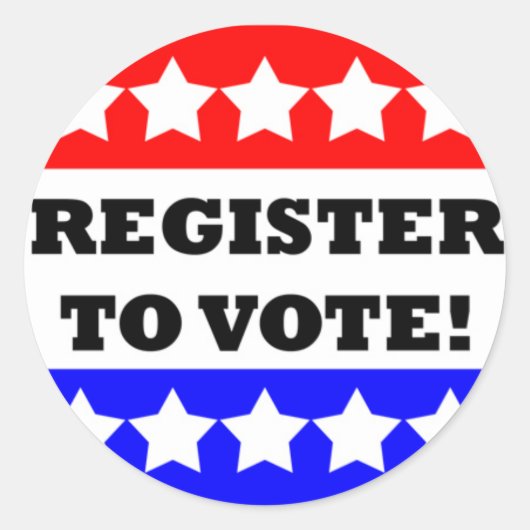 Registreer om te stemmen ronde sticker (Voorkant)