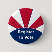 Registreer om te stemmen Rood Wit en Blauw Sunburs Ronde Button 5,7 Cm (Voorkant)