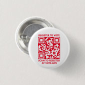 Registreer om te stemmen scanbare QR-code rood en Ronde Button 3,2 Cm (Voorkant /achterkant)