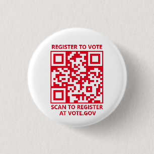 Registreer om te stemmen scanbare QR-code rood en Ronde Button 3,2 Cm