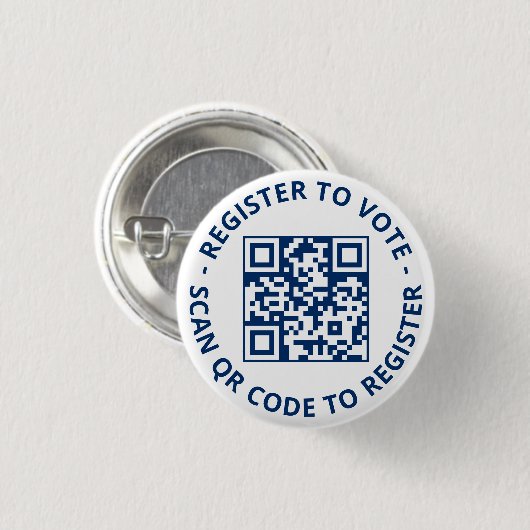 Registreer om te stemmen scanbare QR Code witte ma Ronde Button 3,2 Cm (Voorkant /achterkant)