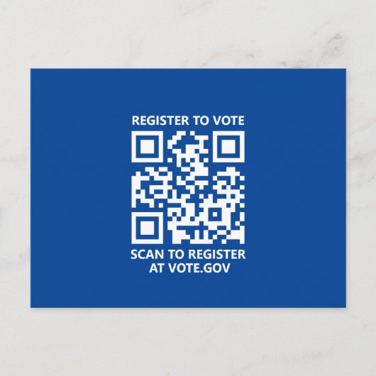Registreer om te stemmen scannable QR Code blauw c Briefkaart (Voorkant)