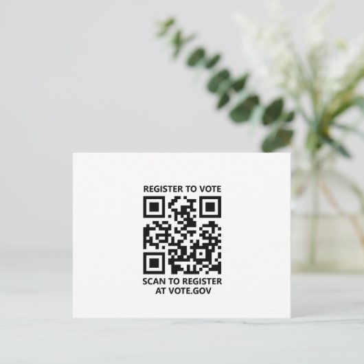 Registreer om te stemmen scannable QR Code custom Briefkaart (Staand voorkant)