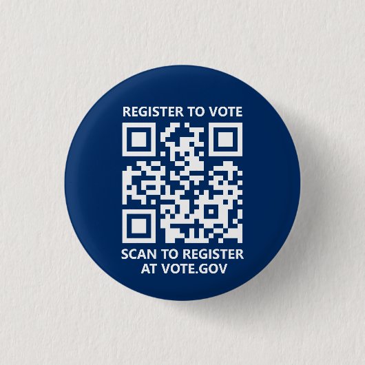 Registreer om te stemmen scannable QR Code custom  Ronde Button 3,2 Cm (Voorkant)