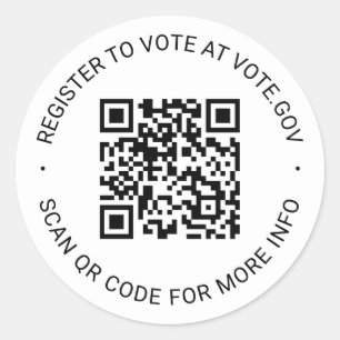 Registreer om te stemmen scannable QR Code custom  Ronde Sticker