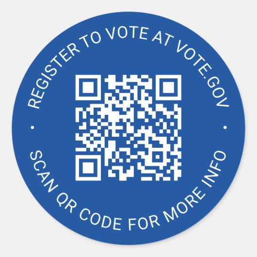 Registreer om te stemmen scannable QR Code custom Ronde Sticker (Voorkant)
