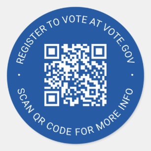 Registreer om te stemmen scannable QR Code custom Ronde Sticker