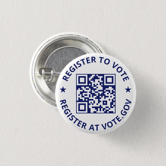 Registreer om te stemmen scannable QR Code marine Ronde Button 3,2 Cm (Voorkant /achterkant)