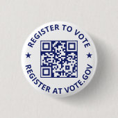 Registreer om te stemmen scannable QR Code marine Ronde Button 3,2 Cm (Voorkant)