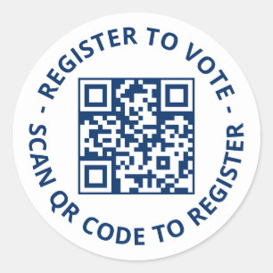 Registreer om te stemmen scannable QR Code marine  Ronde Sticker