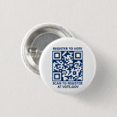 Registreer om te stemmen scannbare QR-code navy en Ronde Button 3,2 Cm (Voorkant /achterkant)