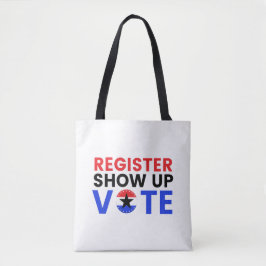 Registreer Show Up Vote 2024 Verenigde Staten Verk Tote Bag