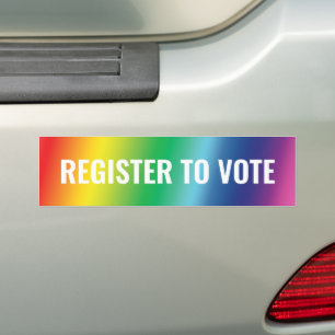 Registreren om te stemmen regenboog gradiënt typog bumpersticker