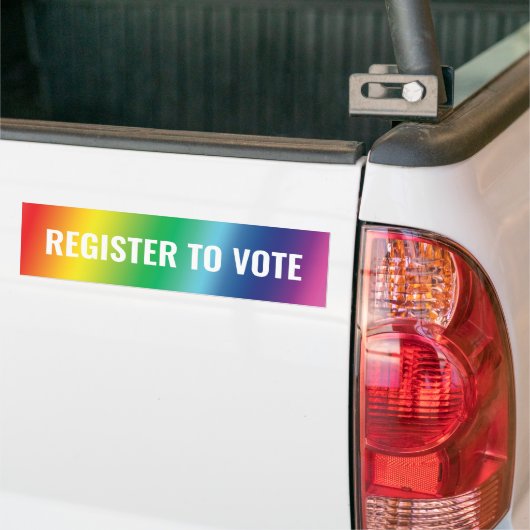 Registreren om te stemmen regenboog gradiënt typog bumpersticker (Op Truck)