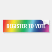 Registreren om te stemmen regenboog gradiënt typog bumpersticker (Voorkant)