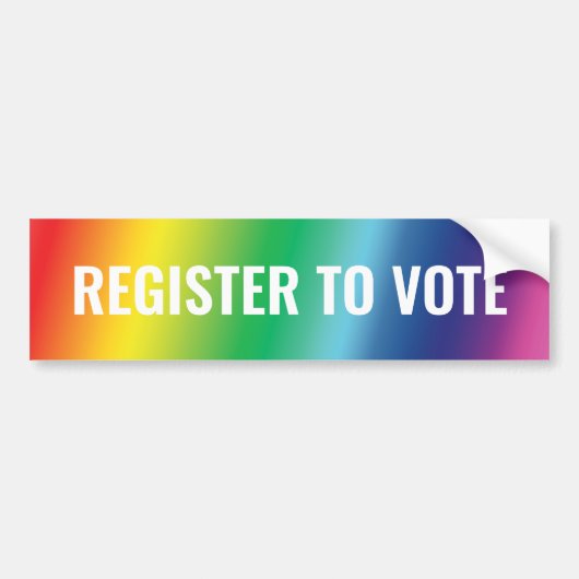 Registreren om te stemmen regenboog gradiënt typog bumpersticker (Voorkant)
