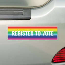 Registreren om te stemmen Typografie Rainbow Gradi Bumpersticker